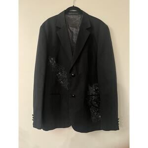 Ed Hardy Men’s Usmc Print Embellished Crystal Blazer Jacket Size L Y2K